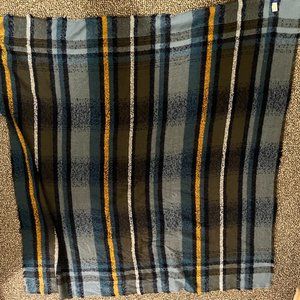 Womens Oversized Navy Plaid Scarf